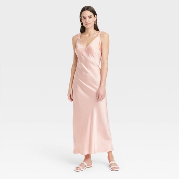 Women's Midi Perfect Slip Dress - A New Day™ Pink S - Picture 1 of 5